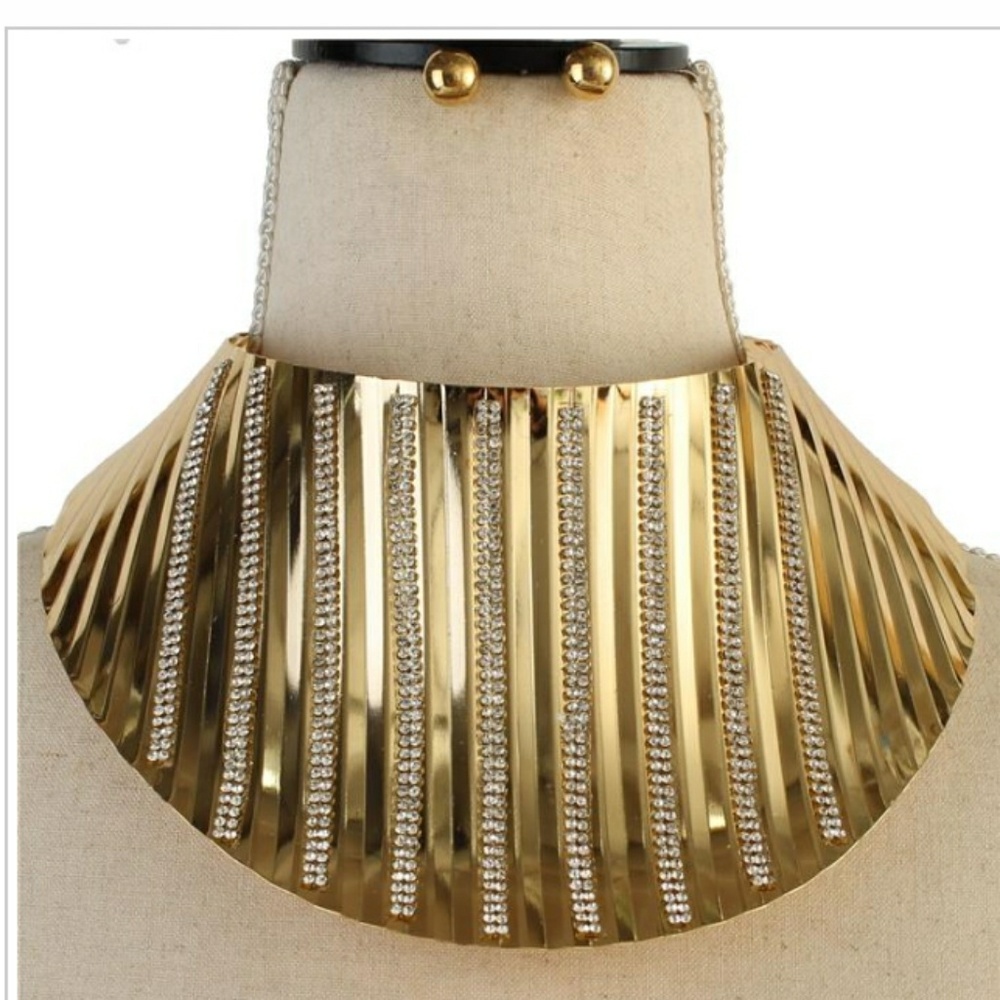 Rhinestone Choker Necklace Set